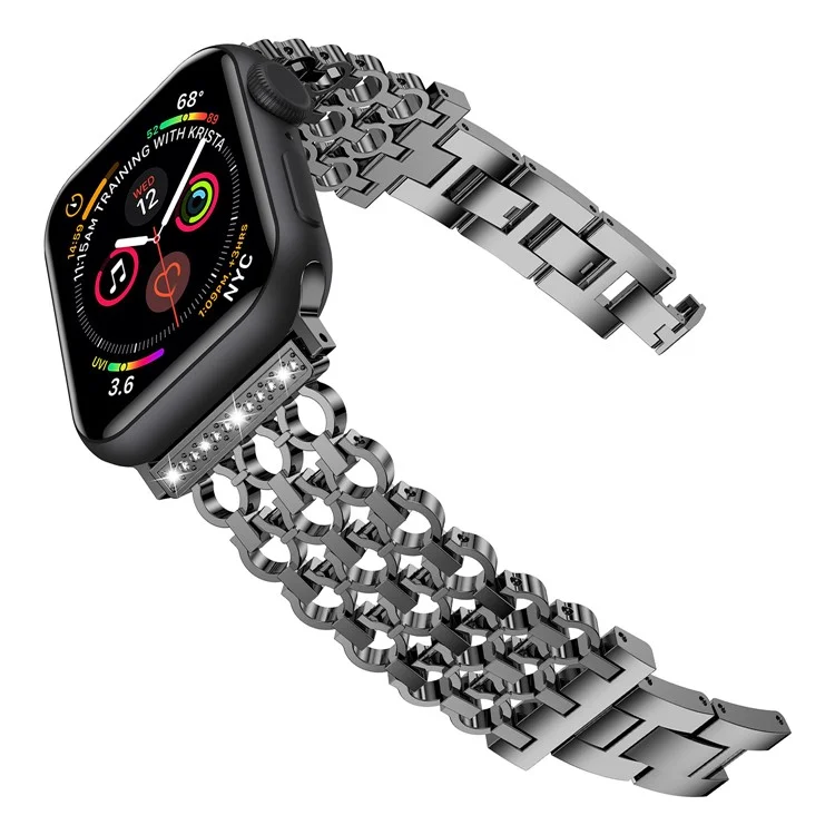 Pour Apple Watch 10 46mm / Ultra 2 / Ultra 49mm / 9 8 7 45mm / SE (2023) SE (2022) SE 6 5 4 44mm / 3 2 1 42mm Stylish Zinc Alloy Watch Strap - Black