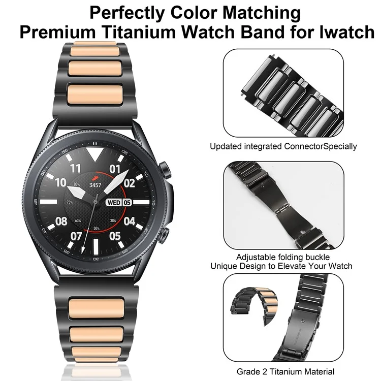 Para Huawei Watch 4 / 4 Pro / GT 4 46mm Correa de Reloj de Repuesto 22mm Aleación de Zinc Banda de Muñeca - Negro+Oro Rosa
