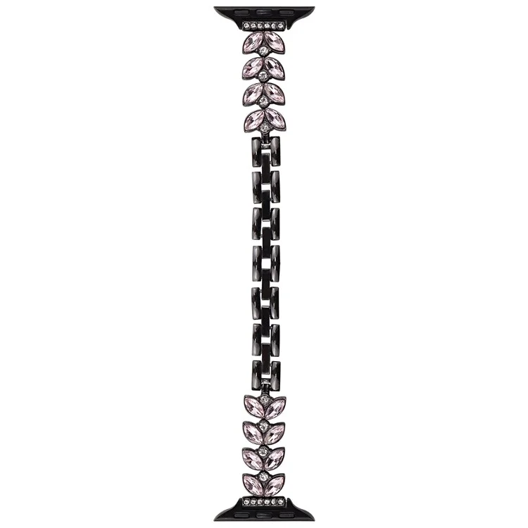 Para Apple Watch Series 10 42mm / 9 8 7 41mm / SE (2023) SE (2022) SE 6 5 4 40mm / 3 2 1 38mm Mermaid Tail Zinc Alloy Band Pink Rhinestone Watch Strap - Black