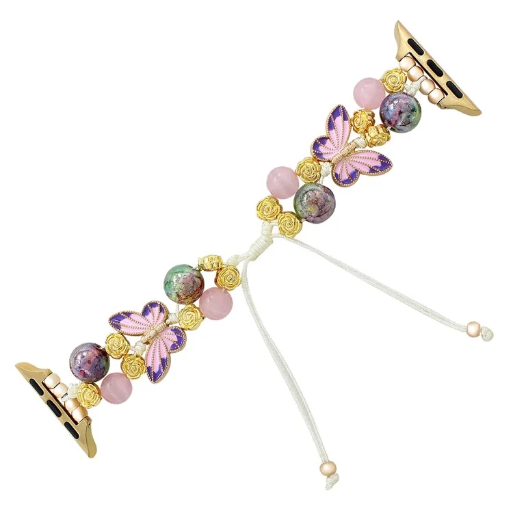 Para Apple Watch Series 10 42mm / 9 8 7 41mm / SE (2023) SE (2022) SE 6 5 4 40mm / 3 2 1 38mm Mariposa Cuentas Correa de Reloj Cordón Pulsera - Colorido