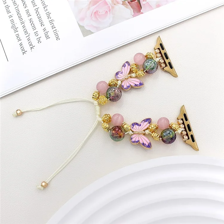 Para Apple Watch Series 10 42mm / 9 8 7 41mm / SE (2023) SE (2022) SE 6 5 4 40mm / 3 2 1 38mm Mariposa Cuentas Correa de Reloj Cordón Pulsera - Colorido