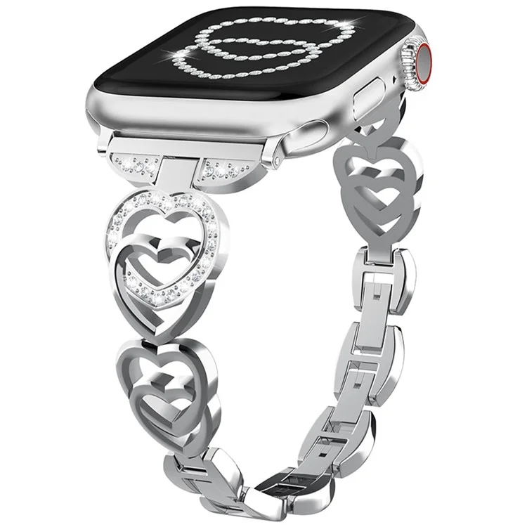 Für Apple Watch 10 46mm / Ultra 2 / Ultra 49mm / 9 8 7 45mm / SE (2023) SE (2022) SE 6 5 4 44mm / 3 2 1 42mm Herz Design Zinklegierung Uhrenarmband - Silber