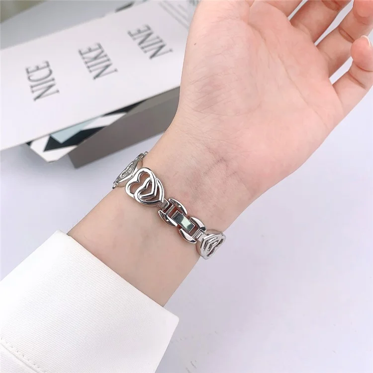 Für Apple Watch 10 46mm / Ultra 2 / Ultra 49mm / 9 8 7 45mm / SE (2023) SE (2022) SE 6 5 4 44mm / 3 2 1 42mm Herz Design Zinklegierung Uhrenarmband - Silber