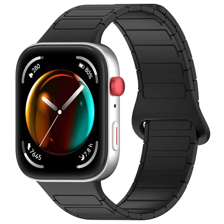 For Huawei Watch Fit 3 Dual Color Replacement Band Magnetic Silicone Watch Strap - Black