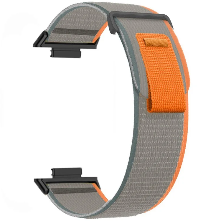 Para Huawei Watch Fit 3 Nylon Watch Band Adjustable Loop Fastener Strap - Orange+Grey