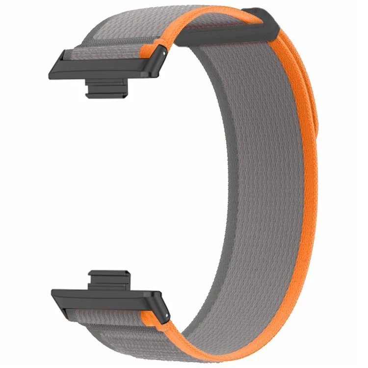 Para Huawei Watch Fit 3 Nylon Watch Band Adjustable Loop Fastener Strap - Orange+Grey