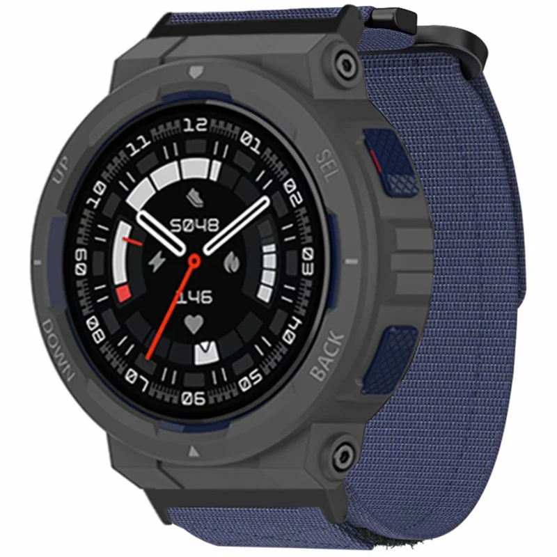 For Huami Amazfit Active Edge (A2212) Sports Smartwatch Strap Magic Tape Design Nylon Band - Midnight Blue