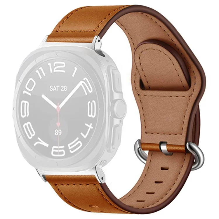 KALEBOL Per Samsung Galaxy Watch Ultra 47mm Cinturino Orologio In Vera Pelle Di Mucca - Marrone