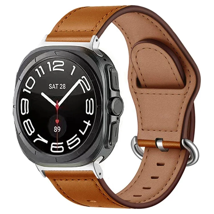 KALEBOL Per Samsung Galaxy Watch Ultra 47mm Cinturino Orologio In Vera Pelle Di Mucca - Marrone