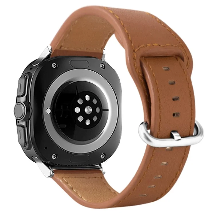 KALEBOL Per Samsung Galaxy Watch Ultra 47mm Cinturino Orologio In Vera Pelle Di Mucca - Marrone
