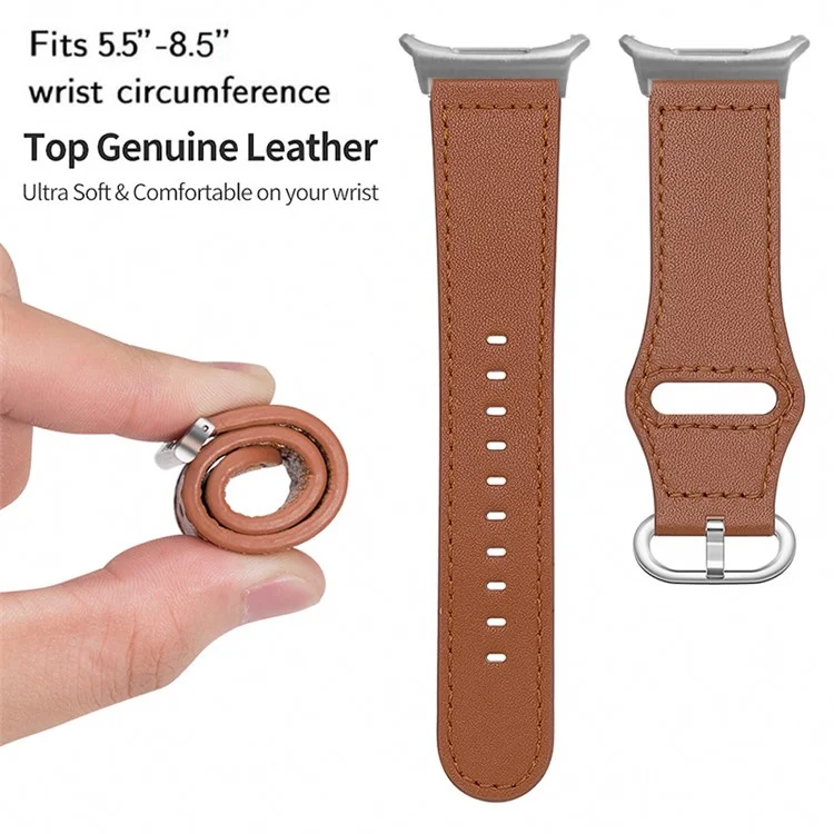 KALEBOL Per Samsung Galaxy Watch Ultra 47mm Cinturino Orologio In Vera Pelle Di Mucca - Marrone
