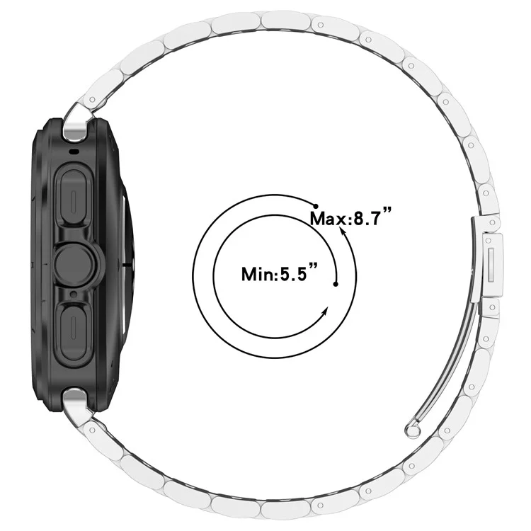 KALEBOL For Samsung Galaxy Watch Ultra 47mm Metal Watch Band Three-Beads Steel Wrist Strap - Black