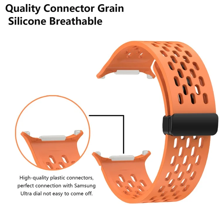KALEBOL Per Samsung Galaxy Watch Ultra 47mm Cinturino in Silicone Magnetico Sostitutivo - Arancione
