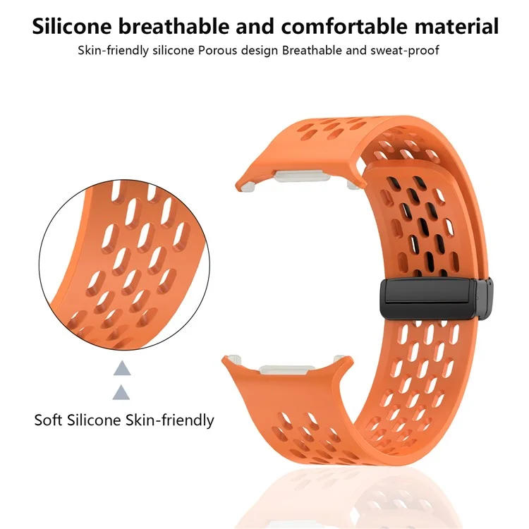 KALEBOL Per Samsung Galaxy Watch Ultra 47mm Cinturino in Silicone Magnetico Sostitutivo - Arancione
