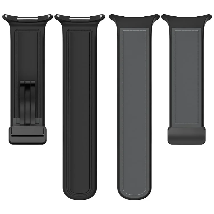 KALEBOL Pour Samsung Galaxy Watch Ultra 47mm Bracelet en cuir enduit de silicone avec boucle magnétique - Noir