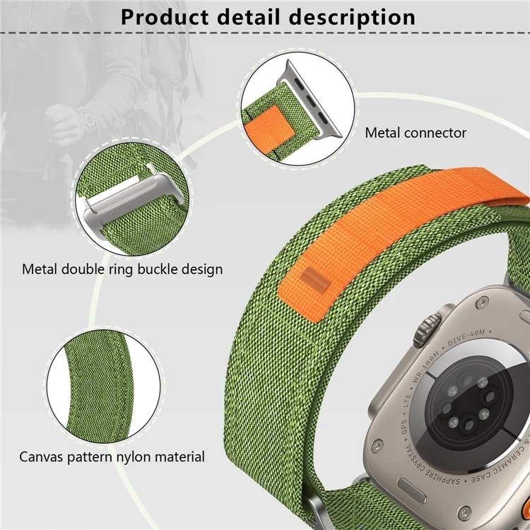 KALEBOL Para Apple Watch 10 46mm / Ultra 2 / Ultra 49mm / 9 8 7 45mm / SE (2023) SE (2022) SE 6 5 4 44mm / 3 2 1 42mm Correa de Reloj Nylon Loop - Negro