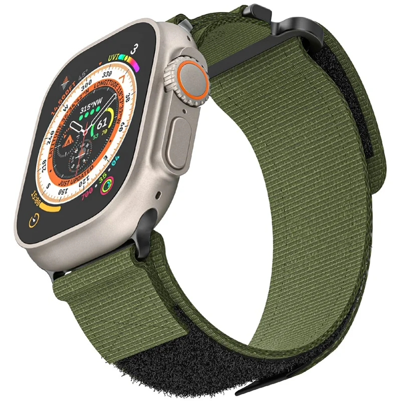 KALEBOL For Apple Watch 10 46mm / Ultra 2 / Ultra 49mm / 9 8 7 45mm / SE (2023) SE (2022) SE 6 5 4 44mm / 3 2 1 42mm Nylon Strap - Army Green