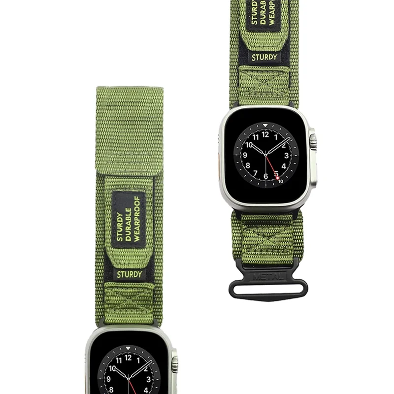 KALEBOL For Apple Watch 10 46mm / Ultra 2 / Ultra 49mm / 9 8 7 45mm / SE (2023) SE (2022) SE 6 5 4 44mm / 3 2 1 42mm Nylon Strap - Army Green