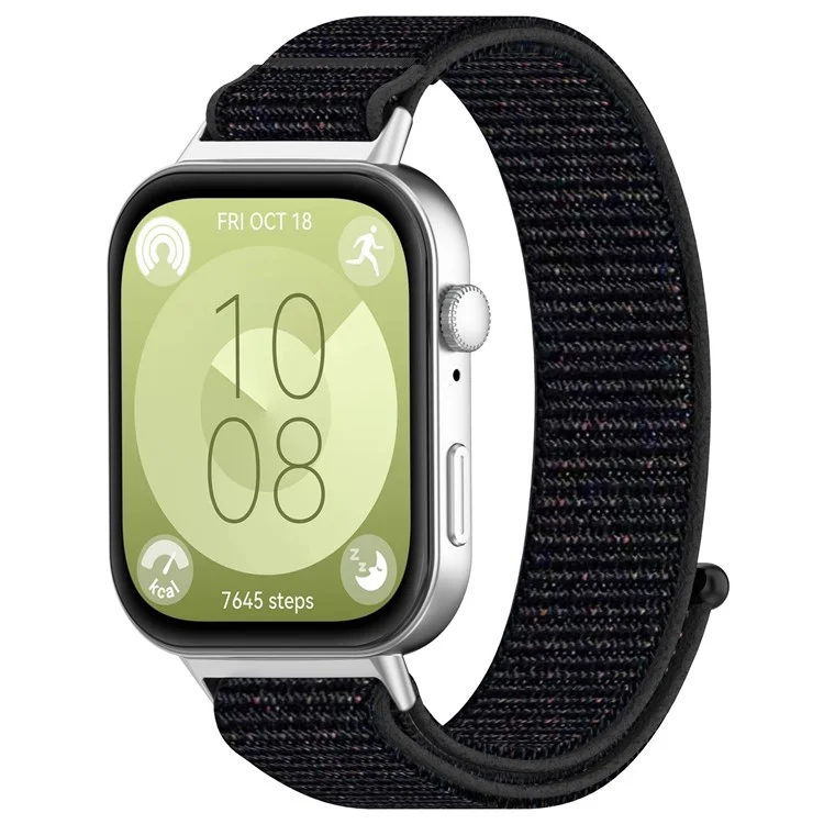 KALEBOL For Huawei Watch Fit 3 Strap Magic Tape Nylon Soft Watch Band - Official Black