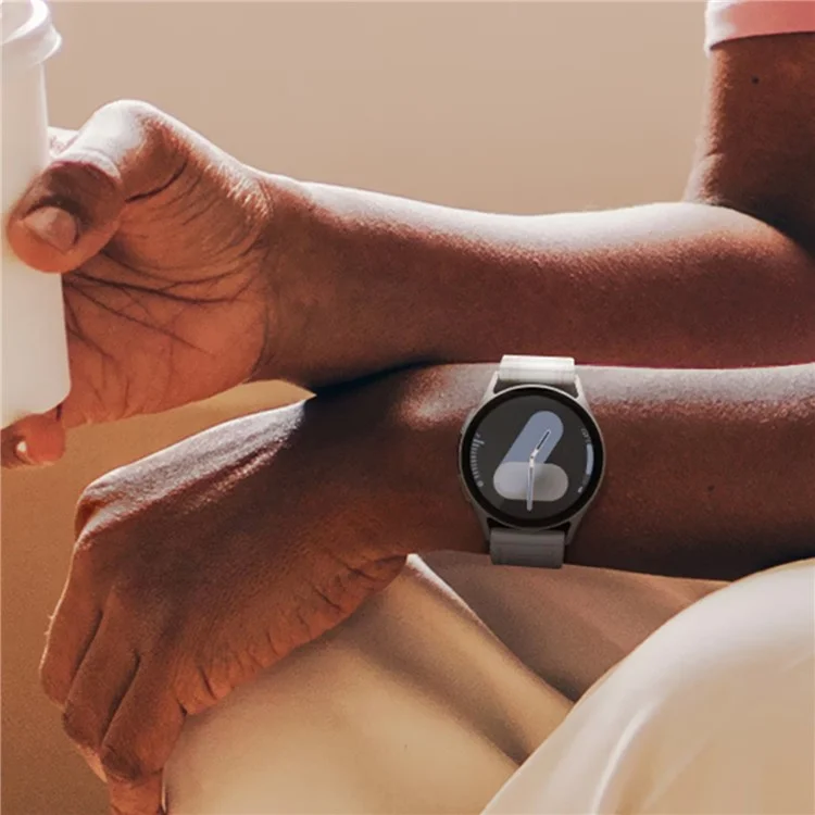 Pour Samsung Galaxy Watch7 Sangle de montre en nylon tissé 20 mm Style sportif Sangle réglable - Rose+Blanc