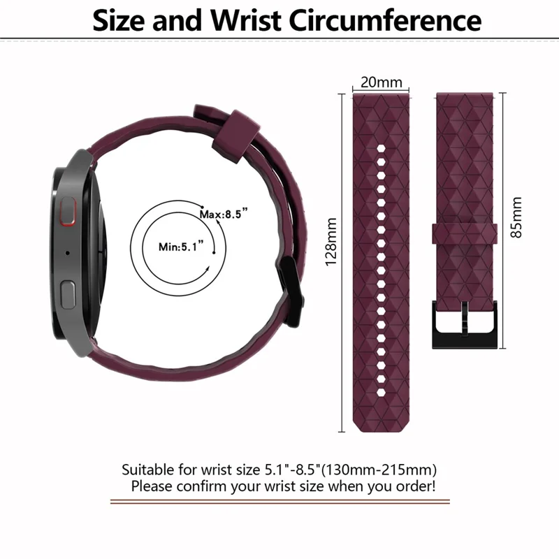 KALEBOL For Huawei Watch GT 3 42mm / GT 3 Pro 43mm Watch Strap 20mm Silicone Band Football Pattern - Wine Red