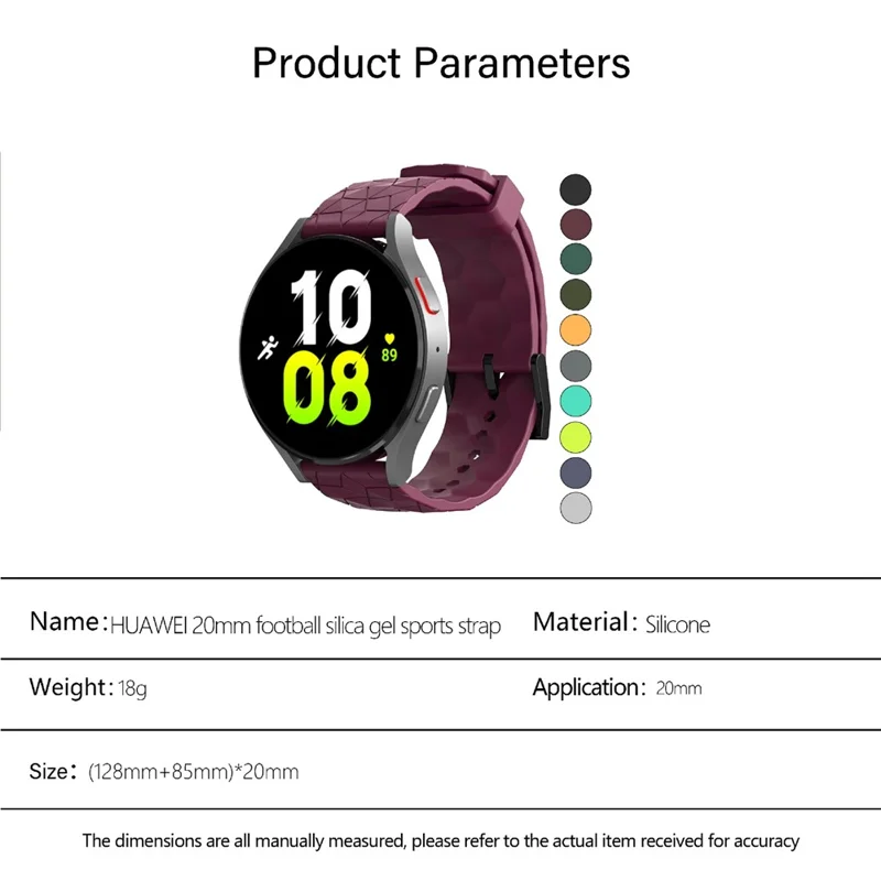 KALEBOL For Huawei Watch GT 3 42mm / GT 3 Pro 43mm Watch Strap 20mm Silicone Band Football Pattern - Lime