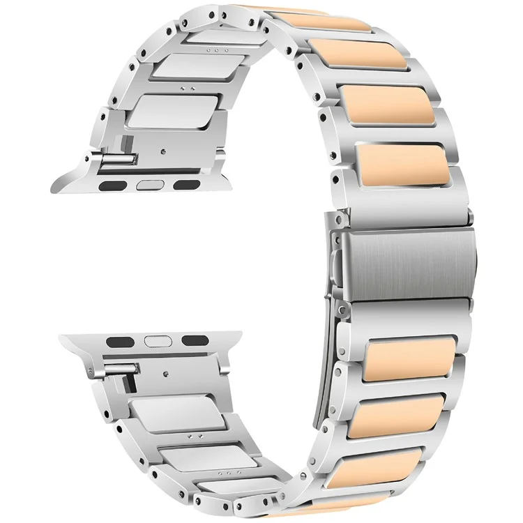 KALEBOL Für Apple Watch Series 10 42mm / 9 8 7 41mm / SE (2023) SE (2022) SE 6 5 4 40mm / 3 2 1 38mm Zinklegierung Armband - Silber+Rosegold