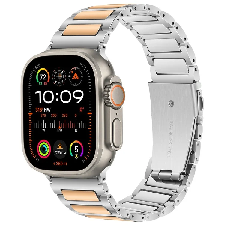 KALEBOL Für Apple Watch Series 10 42mm / 9 8 7 41mm / SE (2023) SE (2022) SE 6 5 4 40mm / 3 2 1 38mm Zinklegierung Armband - Silber+Rosegold