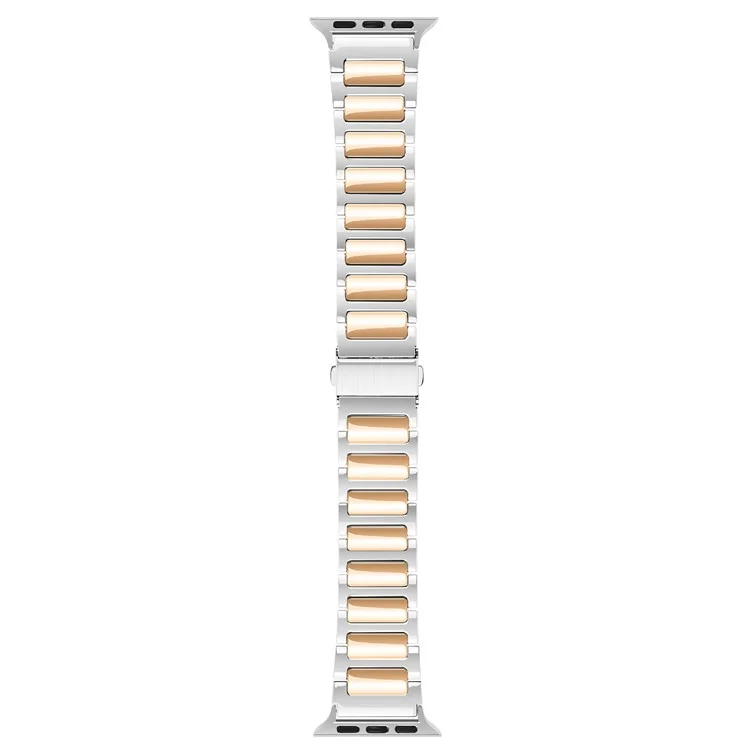 KALEBOL Für Apple Watch Series 10 42mm / 9 8 7 41mm / SE (2023) SE (2022) SE 6 5 4 40mm / 3 2 1 38mm Zinklegierung Armband - Silber+Rosegold