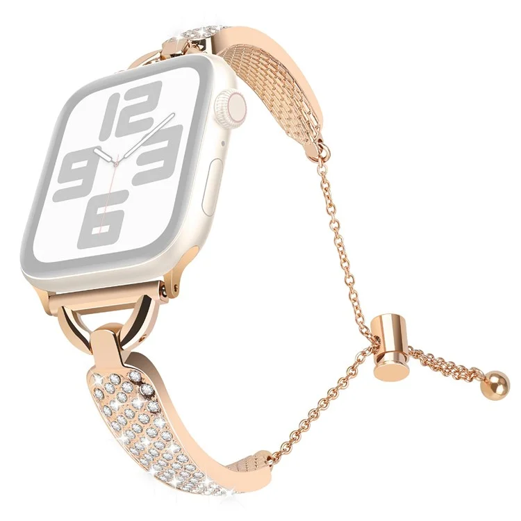 KALEBOL Para Apple Watch Series 10 42mm / 9 8 7 41mm / SE (2023) SE (2022) SE 6 5 4 40mm / 3 2 1 38mm Pulseira Bracelete de Liga de Zinco - Rose Gold