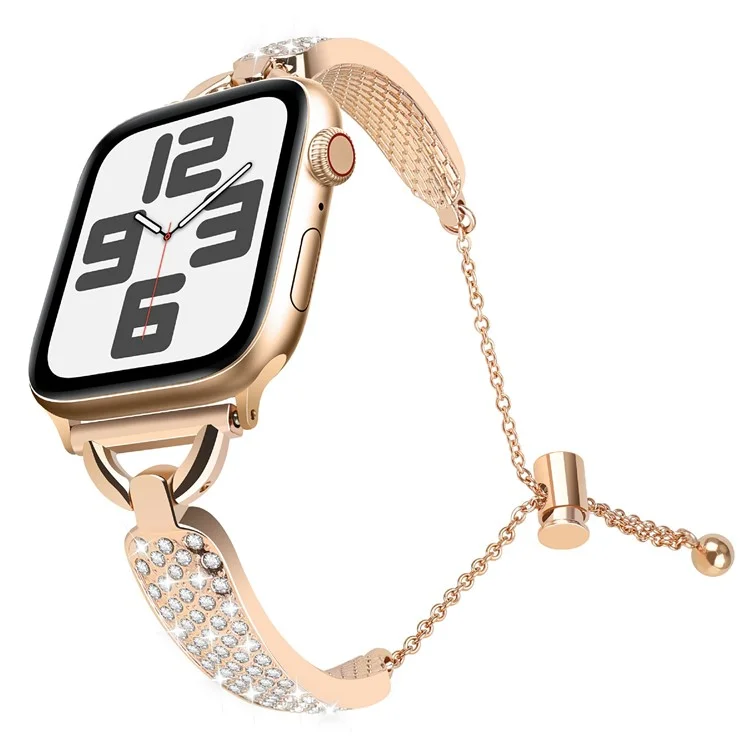 KALEBOL Para Apple Watch Series 10 42mm / 9 8 7 41mm / SE (2023) SE (2022) SE 6 5 4 40mm / 3 2 1 38mm Pulseira Bracelete de Liga de Zinco - Rose Gold