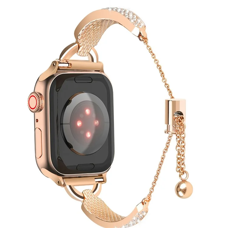 KALEBOL Para Apple Watch Series 10 42mm / 9 8 7 41mm / SE (2023) SE (2022) SE 6 5 4 40mm / 3 2 1 38mm Pulseira Bracelete de Liga de Zinco - Rose Gold