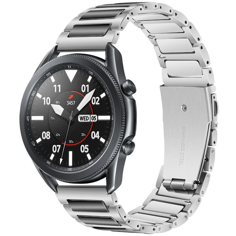 KALEBOL For Huawei Watch 4 / 4 Pro / GT 4 46mm Watch Strap 22mm Zinc Alloy Metal Band - Silver+Black