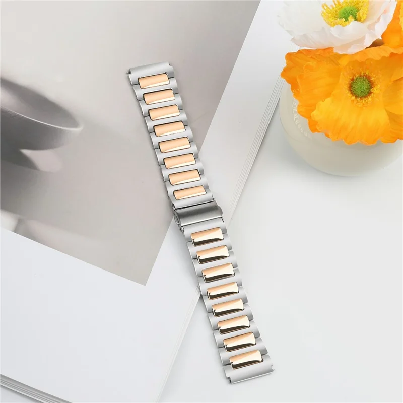 KALEBOL For Huawei Watch 4 / 4 Pro / GT 4 46mm Watch Strap 22mm Zinc Alloy Metal Band - Silver+Rose Gold