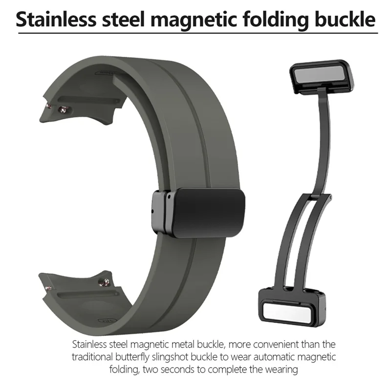 KALEBOL For Samsung Galaxy Watch FE 40mm / Watch6 / Watch6 Classic / Watch 5 / Watch 5 Pro Silicone Watch Strap Magnetic Buckle - Black