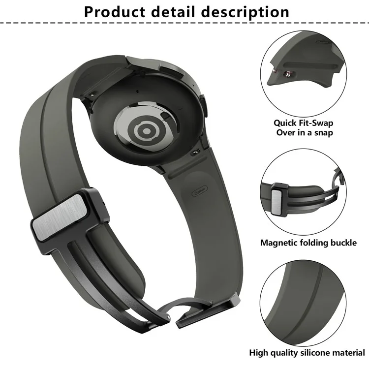 KALEBOL para Samsung Galaxy Watch FE 40mm / Watch6 / Watch6 Classic / Watch 5 / Watch 5 Pro Correa de reloj de silicona con hebilla magnética - Púrpura