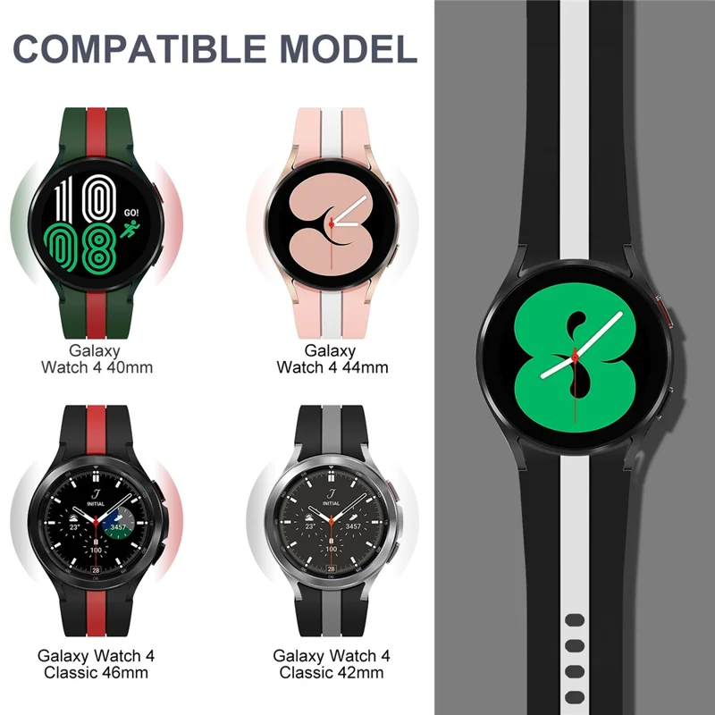 KALEBOL Für Samsung Galaxy Watch FE 40mm / Watch6 / Watch6 Classic / Watch 5 / Watch 5 Pro Uhrarmband Zweifarbiges Silikonband - Schwarz+Weiß