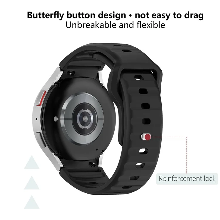 KALEBOL For Samsung Galaxy Watch6 / Watch6 Classic / Watch 5 / Watch 5 Pro Watch Band Silicone Strap - Black