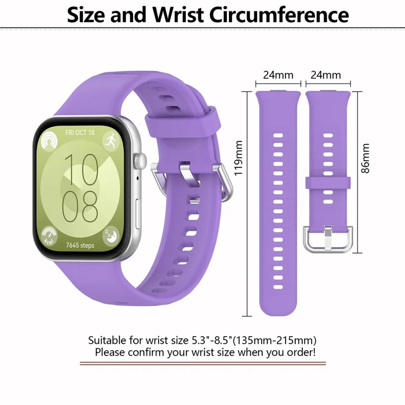 KALEBOL For Huawei Watch Fit 3 Watch Band Soft Silicone Adjustable Wrist Strap - Red