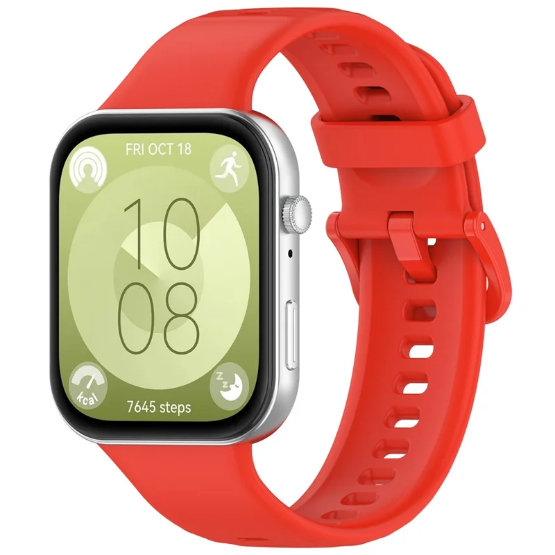 KALEBOL Für Huawei Watch Fit 3 Silikonarmband mit farbigem Stiftverschluss - Rot