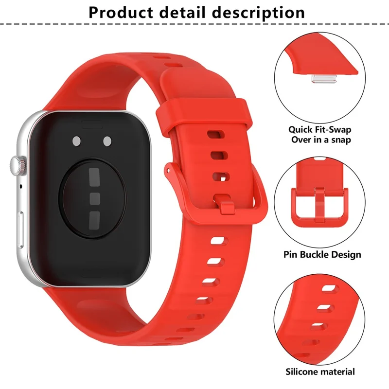 KALEBOL Für Huawei Watch Fit 3 Silikonarmband mit farbigem Stiftverschluss - Rot