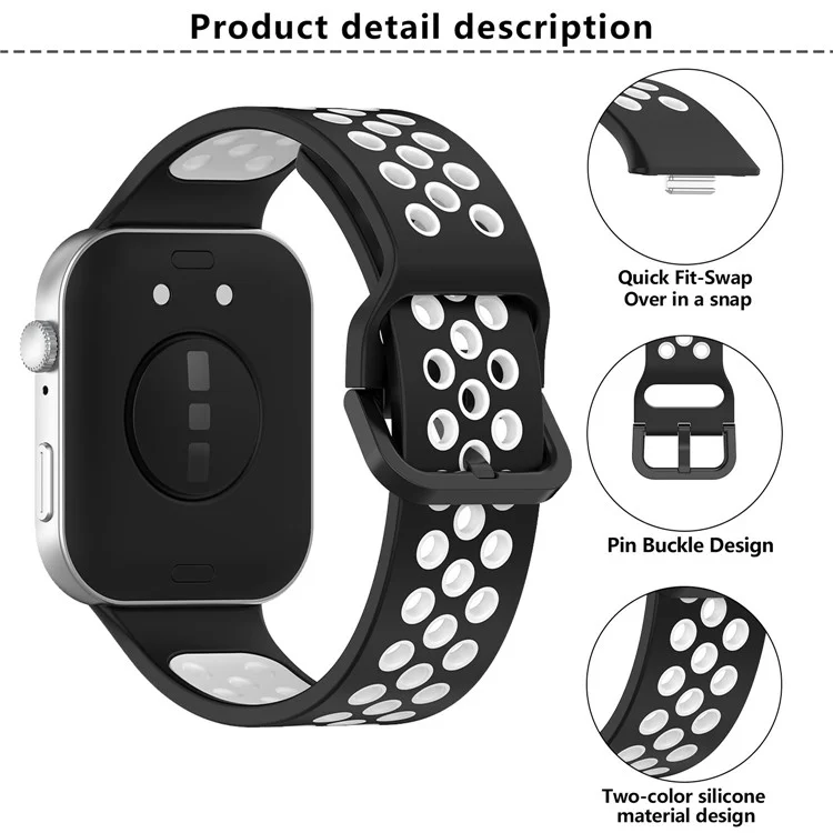 KALEBOL For Huawei Watch Fit 3 Silicone Watch Strap Dual Color Adjustable Band - Rojo+Blanco