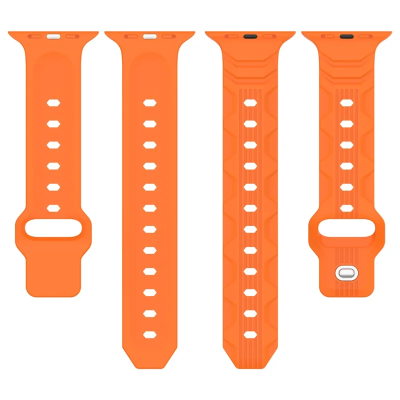 KALEBOL Für Apple Watch Series 10 42mm / 9 8 7 41mm / SE (2023) SE (2022) SE 6 5 4 40mm / 3 2 1 38mm Silikon Armband Vertikale Streifentextur - Orange