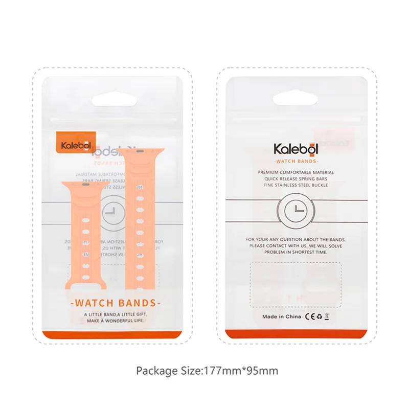 KALEBOL Für Apple Watch Series 10 42mm / 9 8 7 41mm / SE (2023) SE (2022) SE 6 5 4 40mm / 3 2 1 38mm Silikon Armband Vertikale Streifentextur - Orange