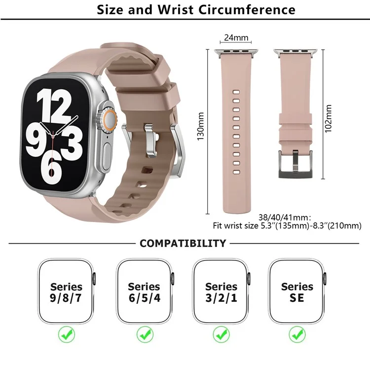 KALEBOL For Apple Watch Series 10 42mm / 9 8 7 41mm / SE (2023) SE (2022) SE 6 5 4 40mm / 3 2 1 38mm Watch Band Dual Color Silicone Strap - Pink
