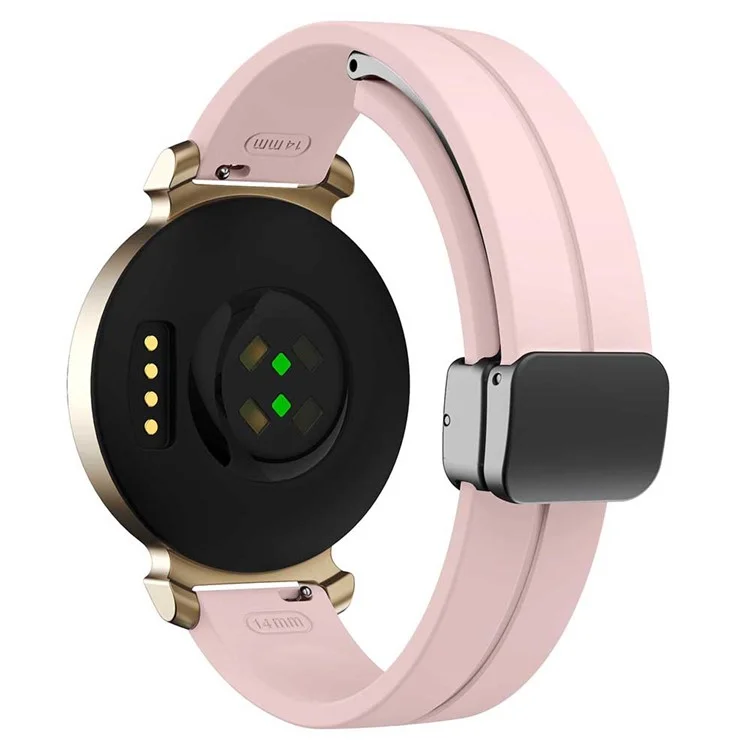 KALEBOL Para Garmin Lily 2 Pulseira do Relógio Fivela Magnética Silicone Pulseira - Pink+Black Fivela