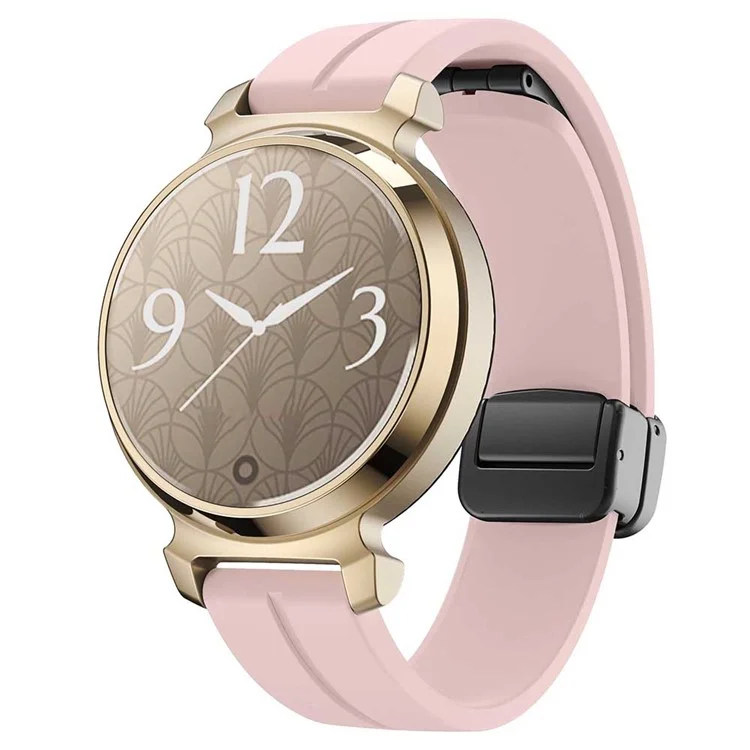 KALEBOL Para Garmin Lily 2 Pulseira do Relógio Fivela Magnética Silicone Pulseira - Pink+Black Fivela