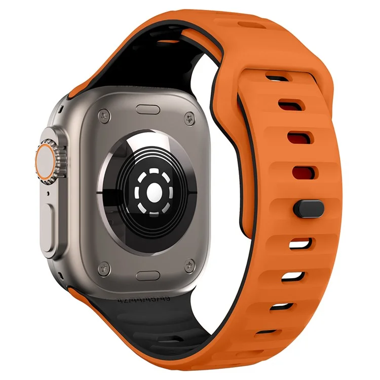 KALEBOL For Apple Watch 10 46mm / Ultra 2 / Ultra 49mm / 9 8 7 45mm / SE (2023) SE (2022) SE 6 5 4 44mm / 3 2 1 42mm Silicone Watch Strap - Orange+Black