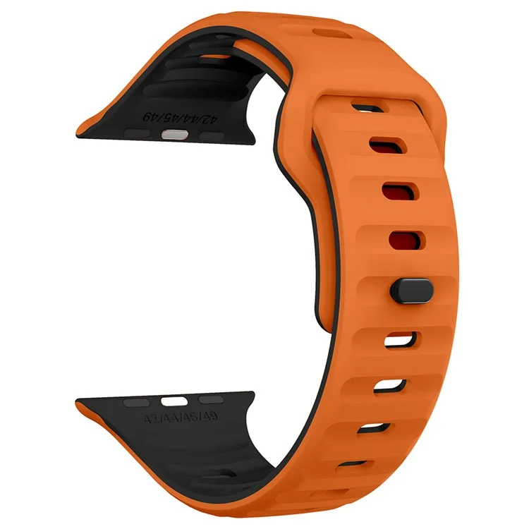 KALEBOL For Apple Watch 10 46mm / Ultra 2 / Ultra 49mm / 9 8 7 45mm / SE (2023) SE (2022) SE 6 5 4 44mm / 3 2 1 42mm Silicone Watch Strap - Orange+Black