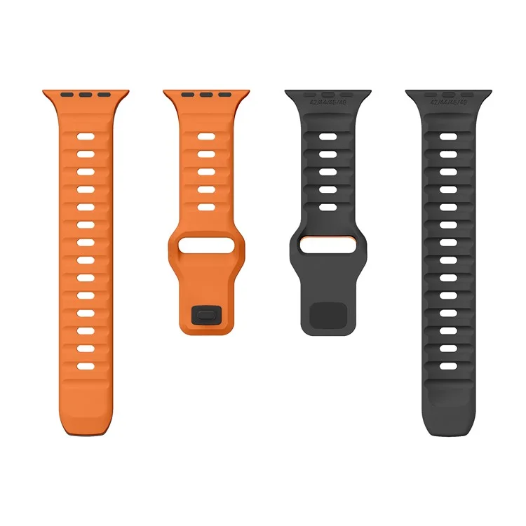 KALEBOL For Apple Watch 10 46mm / Ultra 2 / Ultra 49mm / 9 8 7 45mm / SE (2023) SE (2022) SE 6 5 4 44mm / 3 2 1 42mm Silicone Watch Strap - Orange+Black